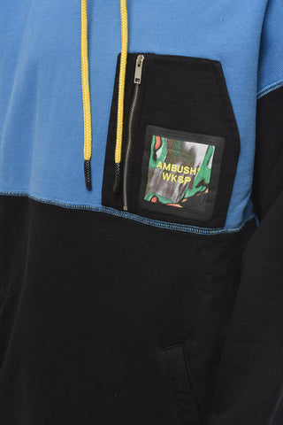 Mock Neck DEEP MAHOGANY Color Block Motif Sweatshirt