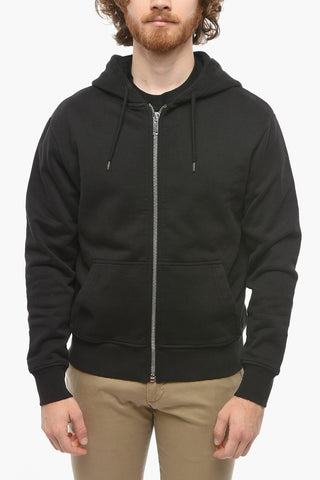 Felpa in Cotone Garzato con Cappuccio e Chiusura Zip