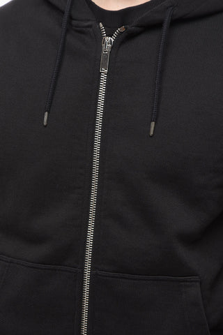 Felpa in Cotone Garzato con Cappuccio e Chiusura Zip