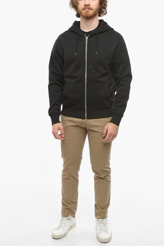 Felpa in Cotone Garzato con Cappuccio e Chiusura Zip