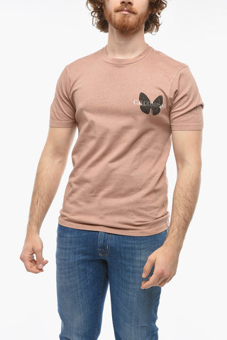 T-Shirt Girocollo con Stampa Farfalle
