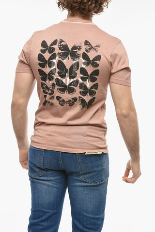 T-Shirt Girocollo con Stampa Farfalle