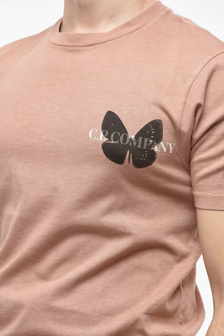T-Shirt Girocollo con Stampa Farfalle