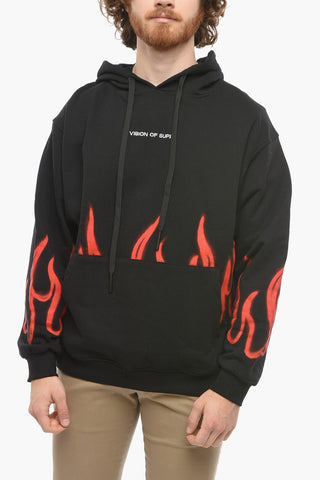 Contrasting Printed Brushed Cotton Hoodie
