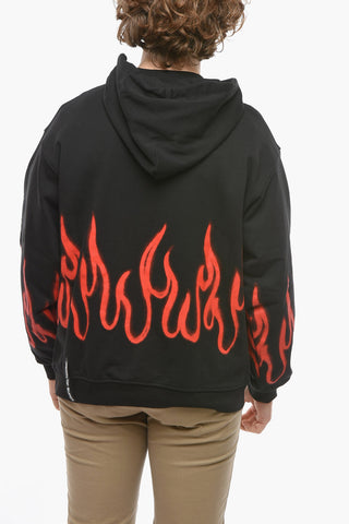 Contrasting Printed Brushed Cotton Hoodie