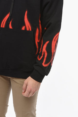 Contrasting Printed Brushed Cotton Hoodie
