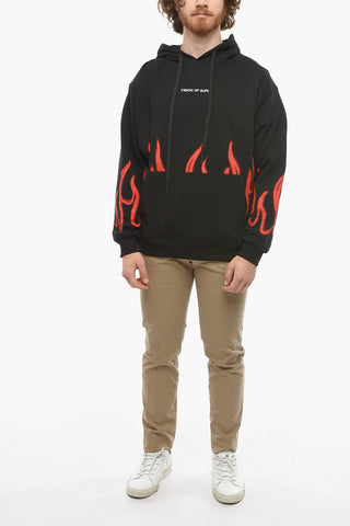 Contrasting Printed Brushed Cotton Hoodie