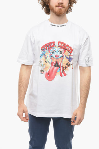 Circus Printed Crew-Neck T-shirt with Logo Embroidery