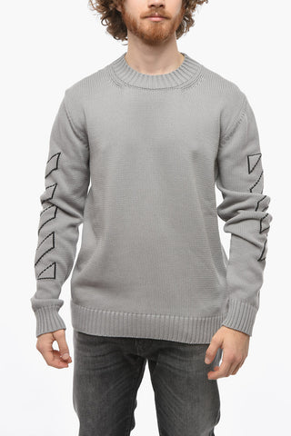 PERMANENT Maglia Girocollo con Ricamo a Contrasto