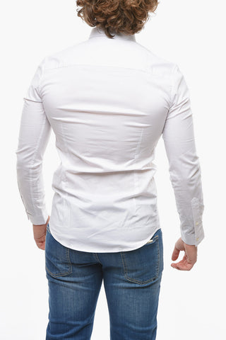 Camicia in Cotone Stretch con Collo Italiano
