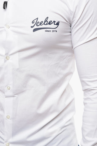 Camicia in Cotone Stretch con Collo Italiano