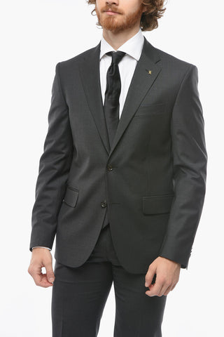 CC COLLECTION Abito Pin Check RIGHT in Lana Vergine Stretch con Tasche ad Aletta