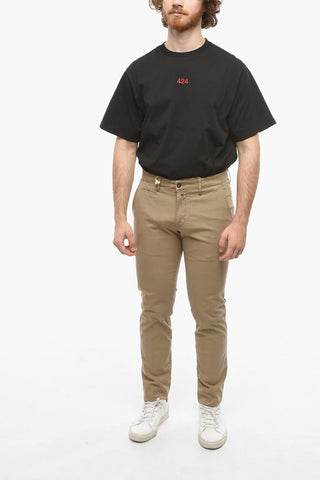 Pantaloni Chino in Cotone Stretch a Vita Regolare