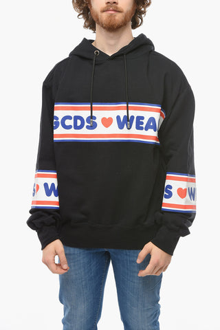Felpa Hoodie Con Banda Logo Frontale