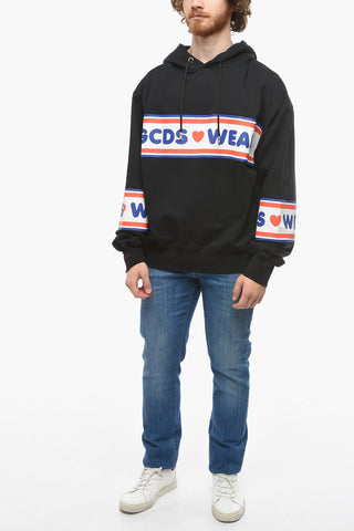 Felpa Hoodie Con Banda Logo Frontale