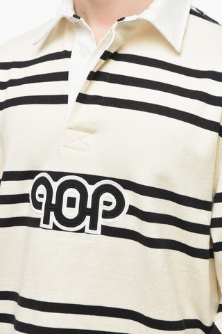 Striped Two-Tone RUGBY 2-Buttons Polo Shirt