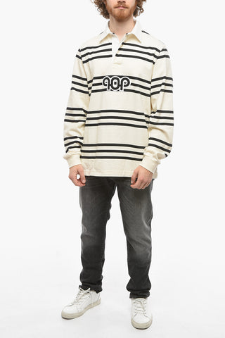 Striped Two-Tone RUGBY 2-Buttons Polo Shirt