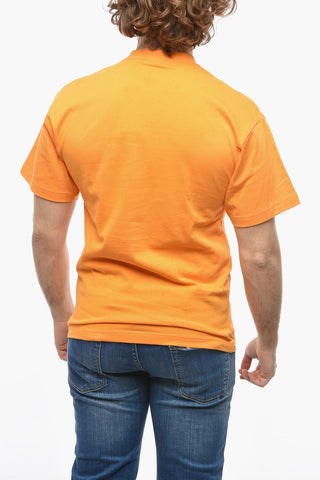 T-Shirt Girocollo in Tinta Unita con Logo Ricamato