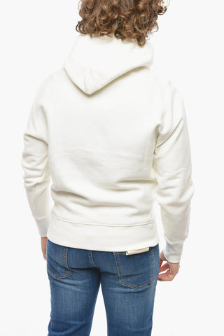 Fleeced-Cotton Hoodie with Metallic Eyelet Detail