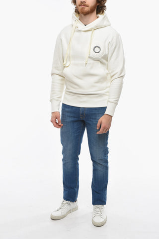 Fleeced-Cotton Hoodie with Metallic Eyelet Detail
