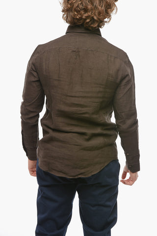 Spread Collar Slim Fit Linen Shirt