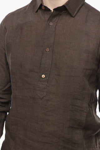 Spread Collar Slim Fit Linen Shirt