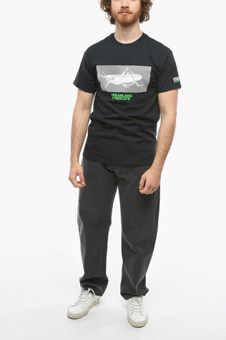 Contrasting Printed Crew-Neck T-shirt