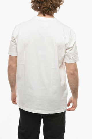 T-shirt Girocollo con Stampa Gotica Argentata