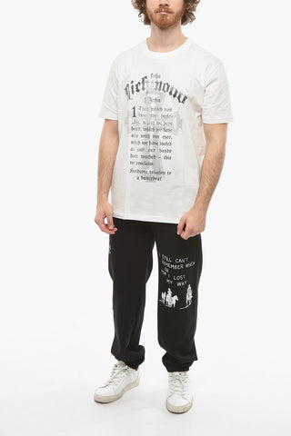 T-shirt Girocollo con Stampa Gotica Argentata