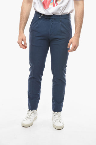 Pantaloni a Una Pince Slim Fit a Quadri