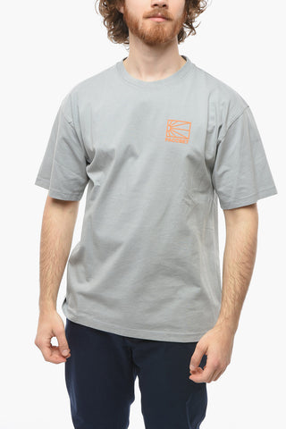 Cotton Crew-Neck T-shirt with Embossed Print