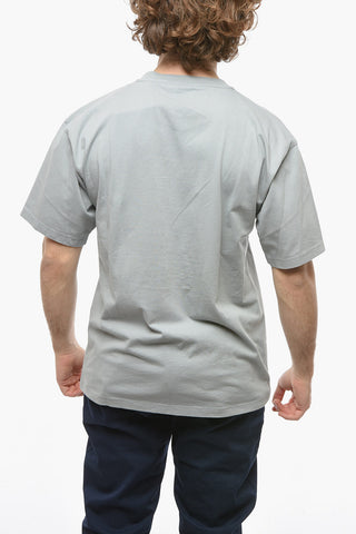 Cotton Crew-Neck T-shirt with Embossed Print