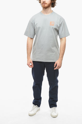 Cotton Crew-Neck T-shirt with Embossed Print