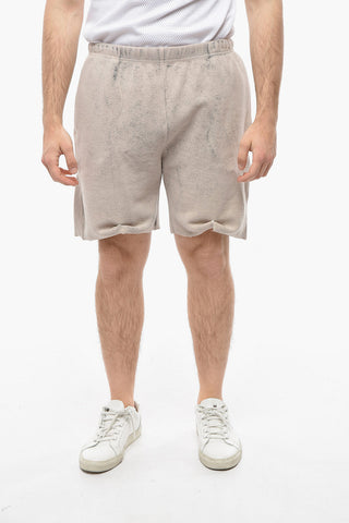 Drawstring Waist Fleeced-Cotton Shorts