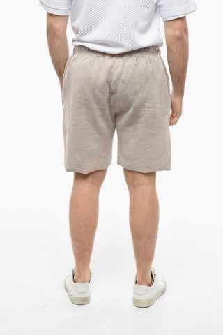 Drawstring Waist Fleeced-Cotton Shorts