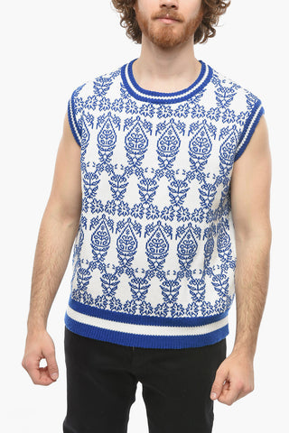 Ikat Motif PORCELAIN Knitted Vest