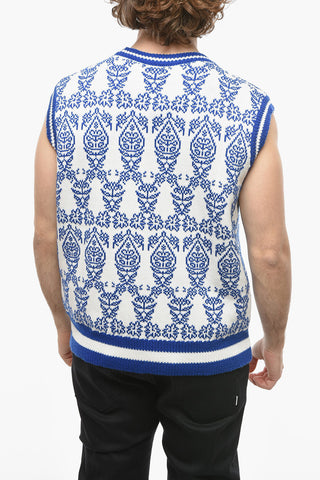 Ikat Motif PORCELAIN Knitted Vest