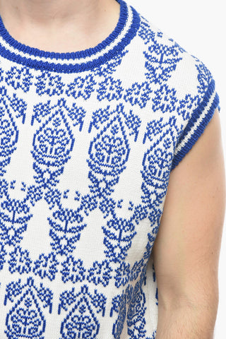 Ikat Motif PORCELAIN Knitted Vest