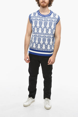 Ikat Motif PORCELAIN Knitted Vest