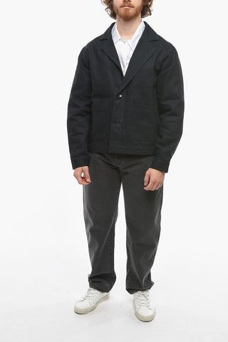2-Buttons Denim Blazer with patch Pockets