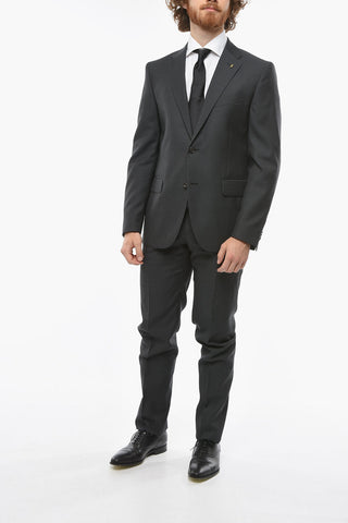 CC COLLECTION 2 Button RIGHT Jacquard Virgin Wool Suit with Flap Pockets