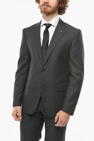 CC COLLECTION 2 Button RIGHT Jacquard Virgin Wool Suit with Flap Pockets