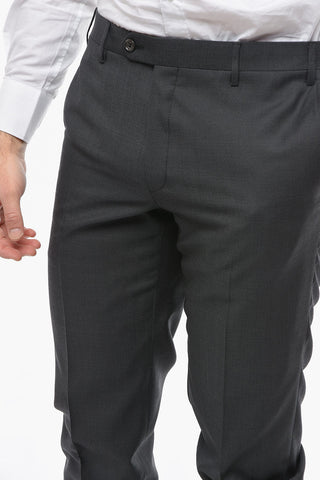 CC COLLECTION 2 Button RIGHT Jacquard Virgin Wool Suit with Flap Pockets