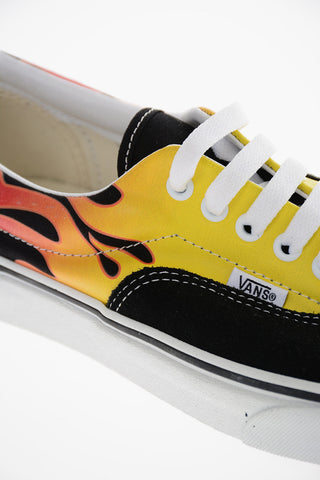 Flames Printed Leather and Fabric ERA Sneakers