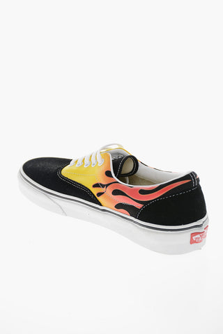 Flames Printed Leather and Fabric ERA Sneakers