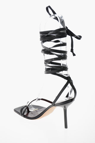 Leather NICOLA Gladiator Sandals with Straps to Wrap at the Leg 11cm