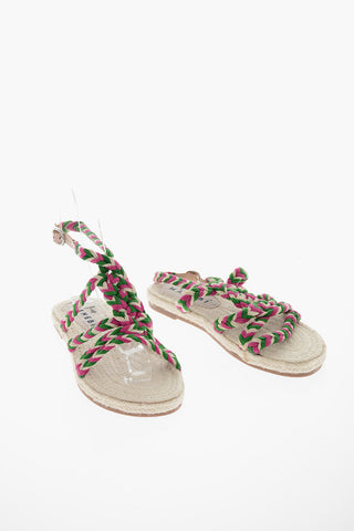 Braided Fabric Ankle Strap Sandals with Jute Sole