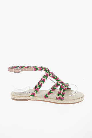 Braided Fabric Ankle Strap Sandals with Jute Sole