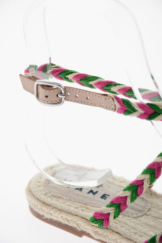 Braided Fabric Ankle Strap Sandals with Jute Sole