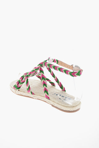 Braided Fabric Ankle Strap Sandals with Jute Sole